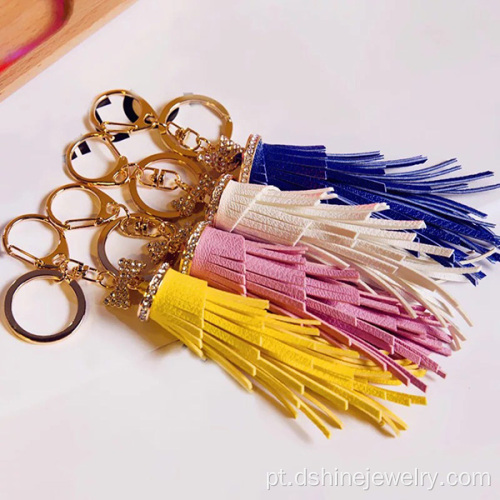 Artesanato atacado personalizado couro Tassel Keychain Design